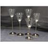 Image 1 : Lot of 5 Art Deco Style Long Stemmed Chrome Candle Holders with Glass Tops