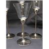 Image 2 : Lot of 5 Art Deco Style Long Stemmed Chrome Candle Holders with Glass Tops