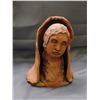 Image 1 : Original Artist Signed Hand Sculpted Pottery Piece Woman in Headscarf Mother Mary Sculpture