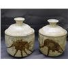 Image 1 : Pair of Artist Signed Ceramic Studio Art Pottery Stoneware Jars w Lids