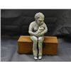 Image 1 : Mother and Child Sculpted Pottery Artist Original Clay Figure Mounted on Wood, Hand Made OOAK