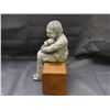 Image 2 : Mother and Child Sculpted Pottery Artist Original Clay Figure Mounted on Wood, Hand Made OOAK
