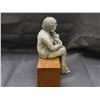 Image 4 : Mother and Child Sculpted Pottery Artist Original Clay Figure Mounted on Wood, Hand Made OOAK