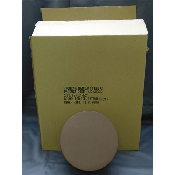 10pcs Mod Boxes Brown Gift Boxes Wholesale NEW UNUSED Round Treat / Cake / Circle Present Box