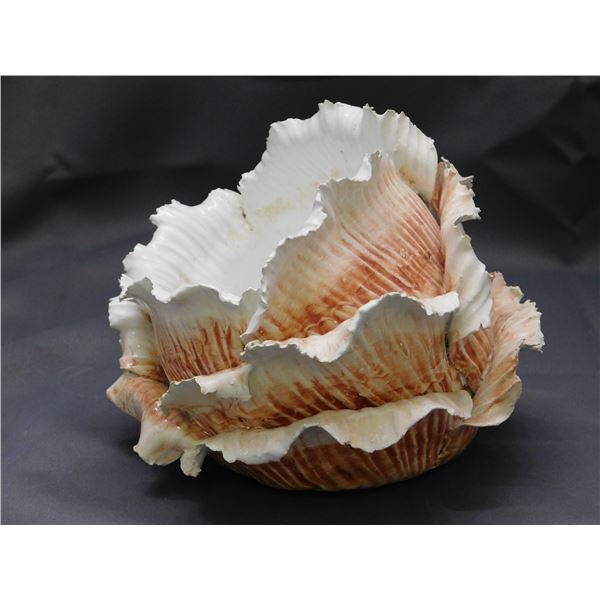 Ceramic Pottery Sculpture Plant Pot Floral / Seashell Design