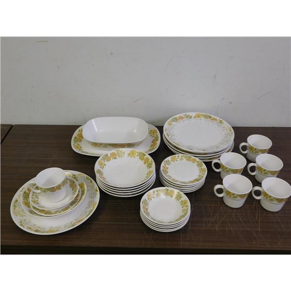 6 Person Set of Noritake Progression China Sunny Side Dinner Dining China & 2 Server Dishes