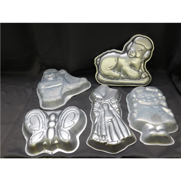 Lot of 5 Cake Pan Molds Assorted Power Rangers, Butterfly, Dog, Angel, Girl 90s 2000s