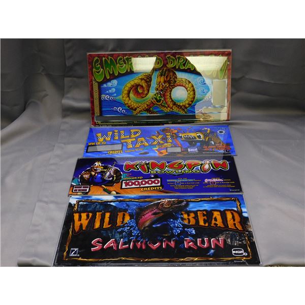 Lot of 4 Glass Marquee Slot Machine Cabinet Signs IGT