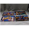 Image 1 : Lot of 4 Glass Marquee Slot Machine Cabinet Signs Salmon Run, Kingpin Bowling, Wild Taxi, Etc
