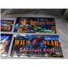 Image 3 : Lot of 4 Glass Marquee Slot Machine Cabinet Signs Salmon Run, Kingpin Bowling, Wild Taxi, Etc