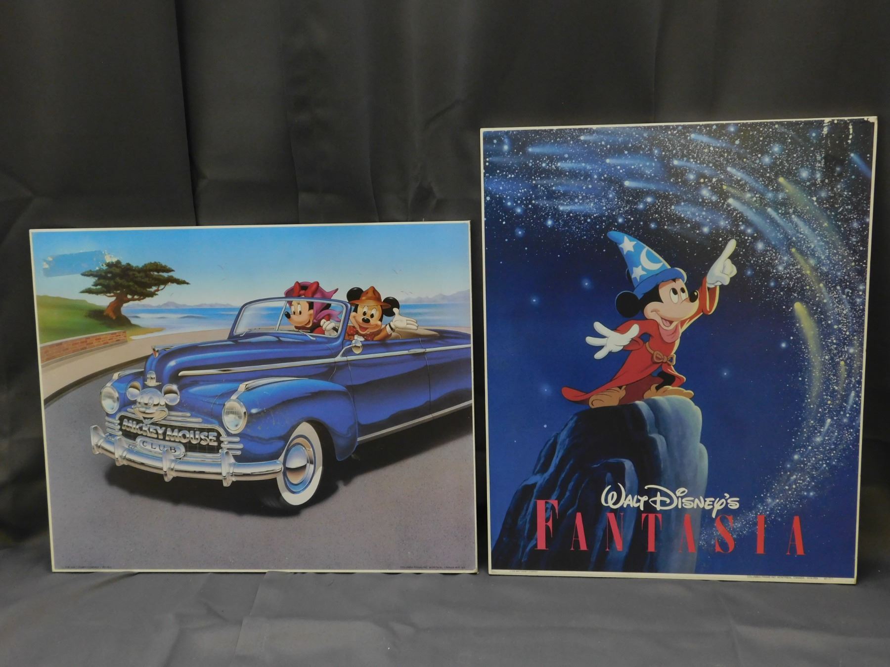 Lot of 2 Wood Printed Walt Disney Mickey Mouse Fantasia & Mickey Mouse ...