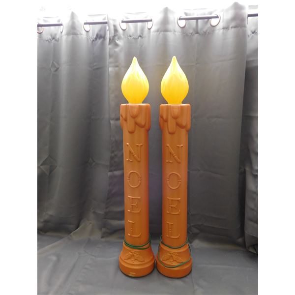 Vintage Pair of Noel Christmas Holiday Blow Mold 38"