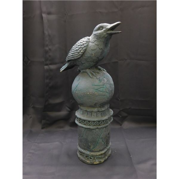 Polystone Crow on Stone Perch Halloween Decoration 2ft