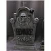 Image 2 : Pair of Polystone Tombstone Halloween Decorations w Perched Crows BEWARE & Sparkling Detail