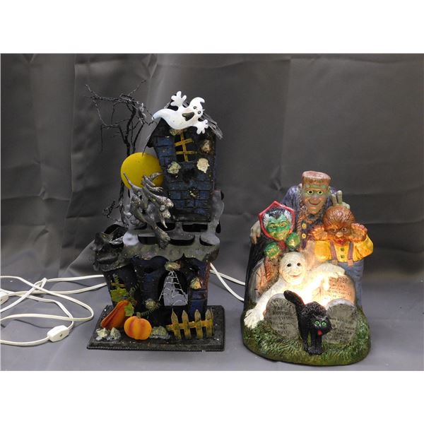 2pcs Halloween Decorations Metalware Art Haunted House & Light Up Universal Monsters Lamp