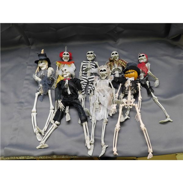 Lot of 8 Hanging Skeleton Halloween Decorations with Different Outfits