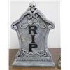 Image 3 : Lot of 3 Polystone Tombstone Halloween Decorations BEWARE, Cat, Cobwebs
