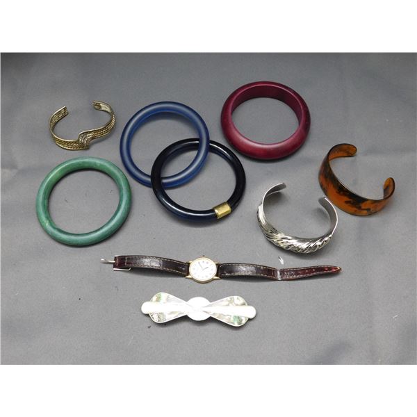 Lot of Assorted Cuffs, Bangles, Wristwatch