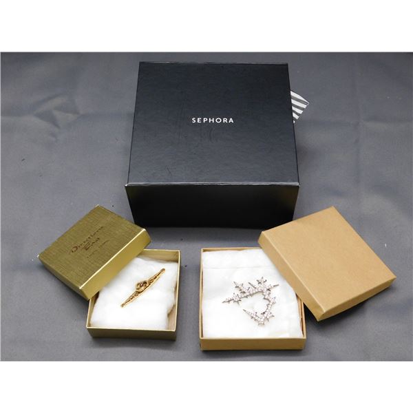 2 Brooches & Sephora Gift Box (empty)