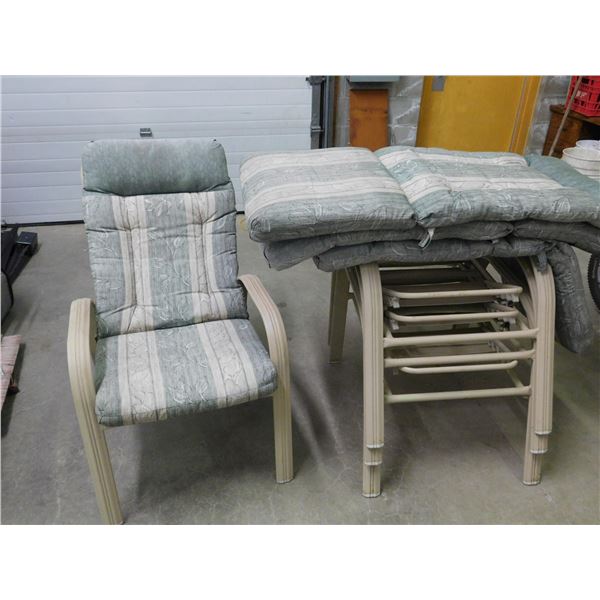 Set of 4 Reclining Lawn Chairs / Patio Chairs with Cushions