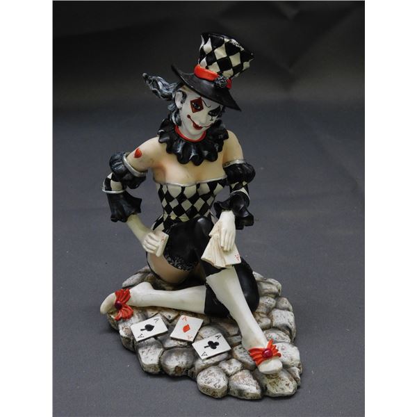 Dream Eden Clown Poker Jester Card Games Girl Resin 6" Statue