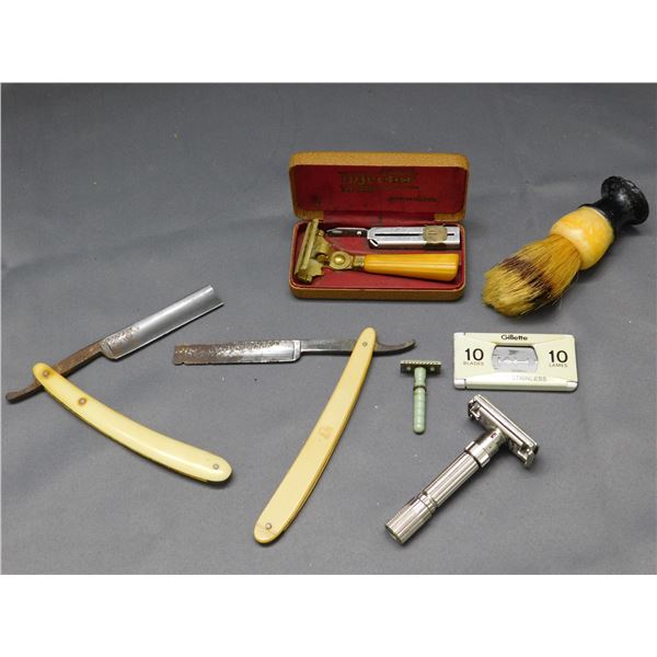 Antique / Vintage Razor Lot, Gilette Adjustable, Straight Razors, Schick Injector,