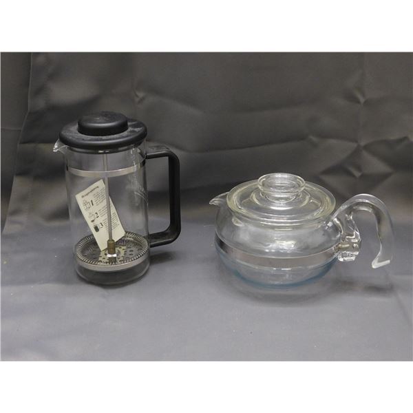 2pc Pyrex Tea Pot & Coffee Press