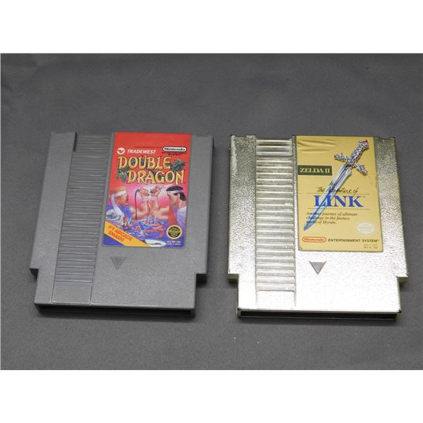 2pc NES Nintendo Entertainment Double Dragon & The Adventure of Link Gold Cart
