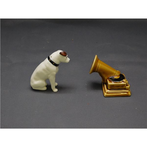 Lot of 2 Salt & Pepper Shakers His Master's Voice Ceramic Nipper RCA Corp