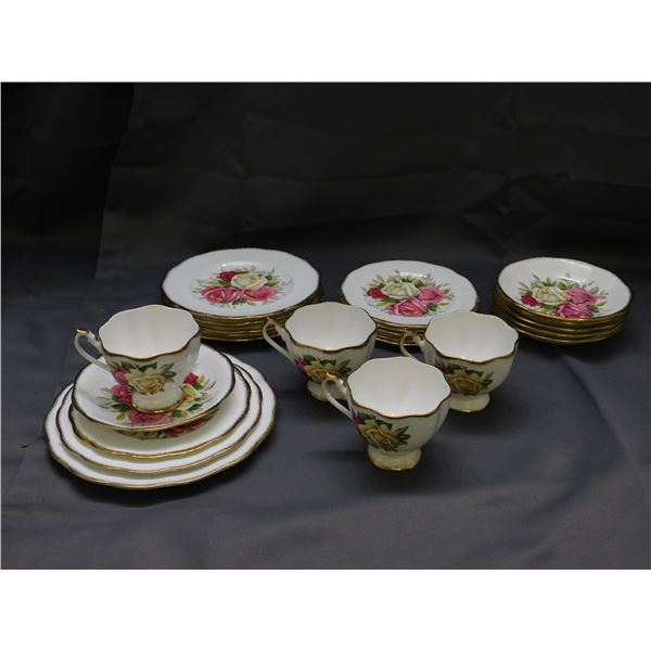 Lot of Lady Sylvia Queen Anne Set of 4 5pc Dining Set Cup, Saucer, Biscuit, Appetizer, Salad + Extra