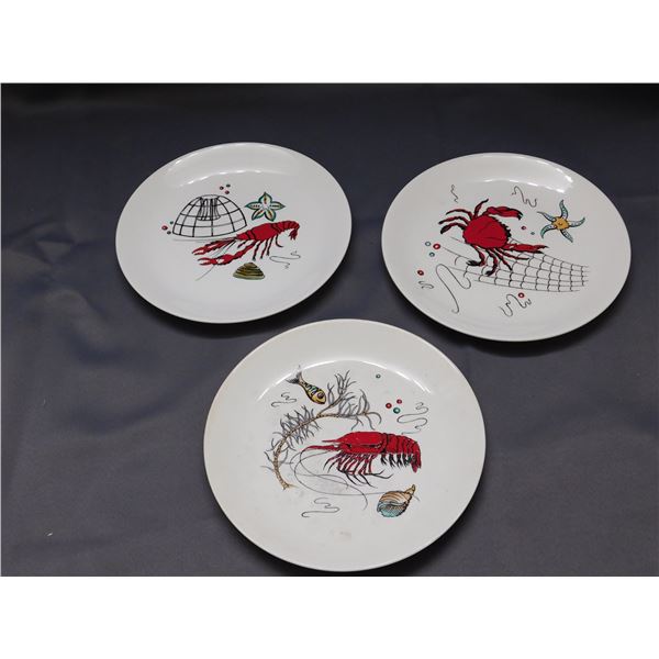 3pc Crown Devon Oceana Plates