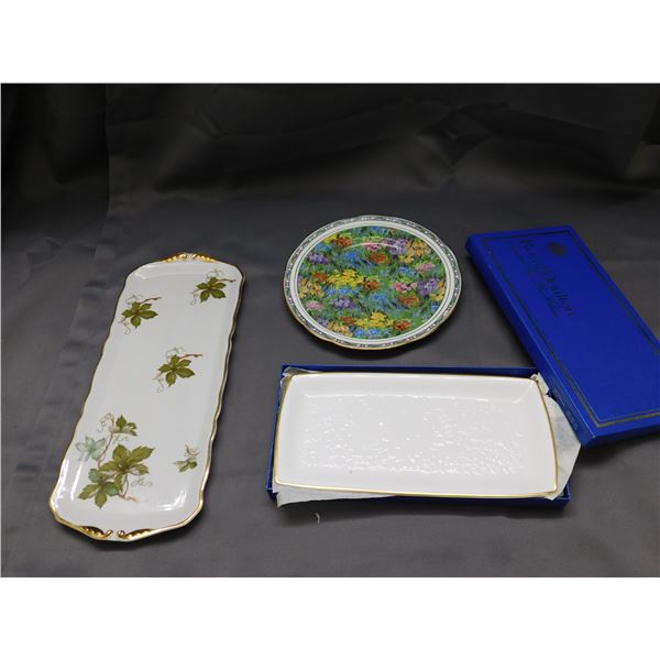 3pcs Fine Bone China Royal Doulton Serving Tray in box, Paragon Floral Dish, Limoges Server Tray