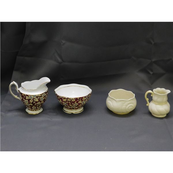 Lot of 2 Cream & Sugar Sets Belleek Ireland, Royal Albert