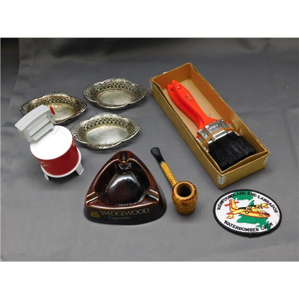 END OF THE RUN Misc Vintage Lot Ash Tray, Pipe, Silver Dingwall Trinket Dishes, Etc
