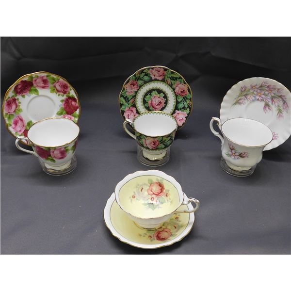 Lot of 3 Royal Albert Tea Cups & Saucers and 1 Paragon Tea Cup & Saucer Porcelain Fine Bone China