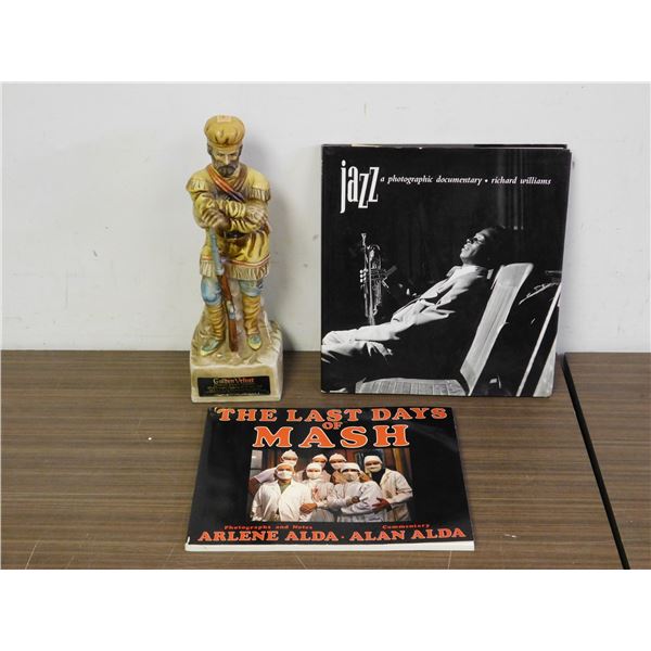 3pcs Whisky Decanter, Last Days of MASH & Jazz Coffee Table Books