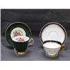 Pair of Fine Bone China Tea Cups Coalport Royal Blue & Royal Grafton Emerald Made in England