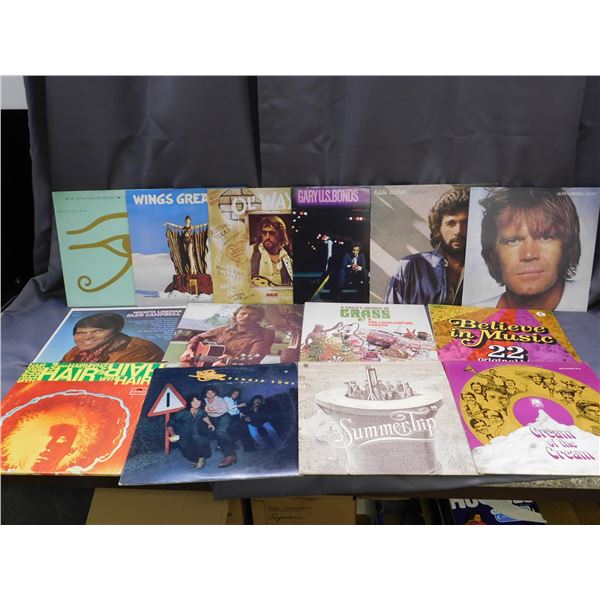 Lot of 14 Vinyl Records LPs Glen Campbell, Cream of the Cream, Summer Trip, GRASS, Etc