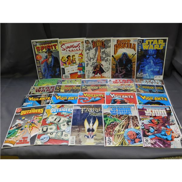 Lot of 25 Assorted Vintage Comic Books Star Wars, Sovereign Seven, Vigilante