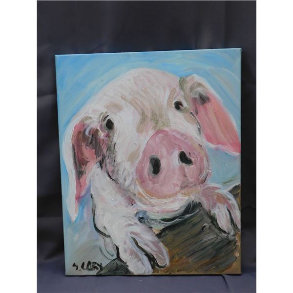 Original Canvas Painting by Sharon Cory of Piglet
