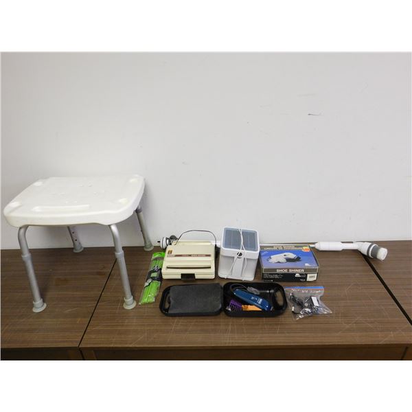 8pcs Assorted Household Shoe Shiner, Electric Razor, Safety Bathroom Chair, Air Cooler, Dog Collar