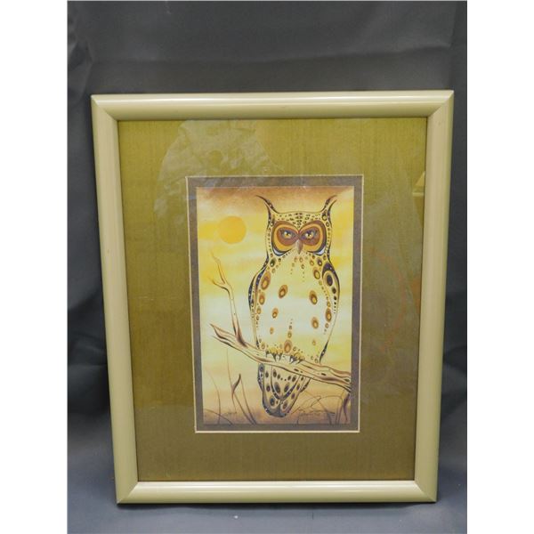 Framed Indigenous Art Print of Owl by Ray