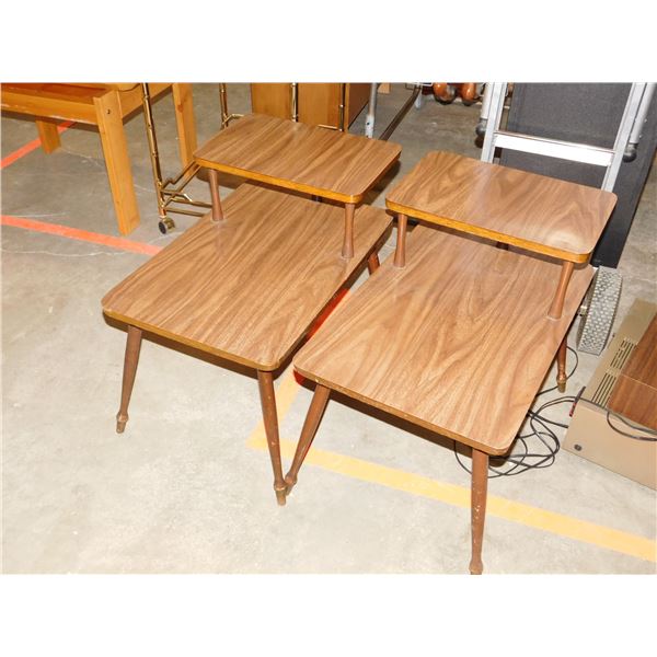 Pair of Vintage 2-Tier Stepback Side Tables