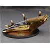 Image 4 : Decorative 12" Total Length Wolf Knife w/Stand Resin Antler Style