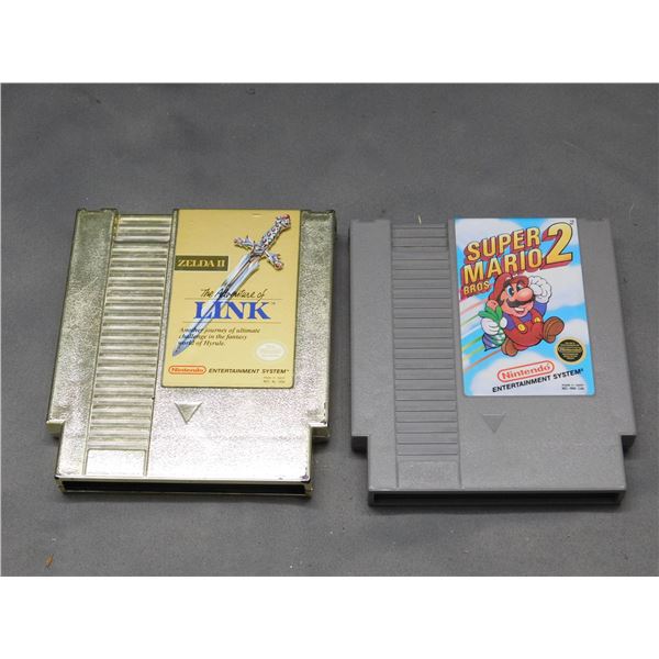 Lot of 2 NES Games The Adventure of Link Gold Cart & Super Mario Bros 2