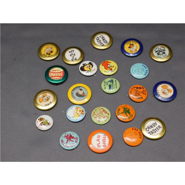 Vintage 1960s Litho Pinback Buttons Kids, Advertising, Cereal Premiums