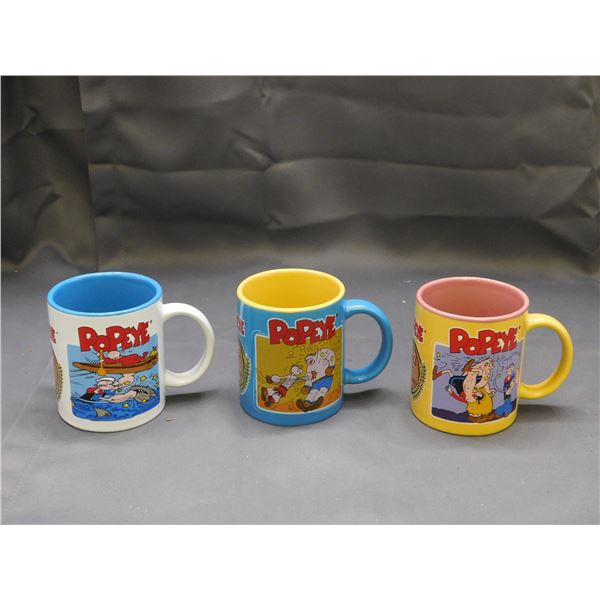 Lot of 3 Popeye Mugs