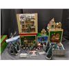 Image 1 : LARGE LOT of Lemax Christmas Village Decorations Storefronts, Gazebo, Decorations, Figures, Etc