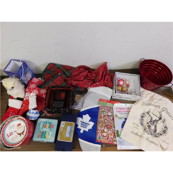 LARGE Bundle of Christmas Supplies, Napkins, Ornaments, Gift Boxes, Etc