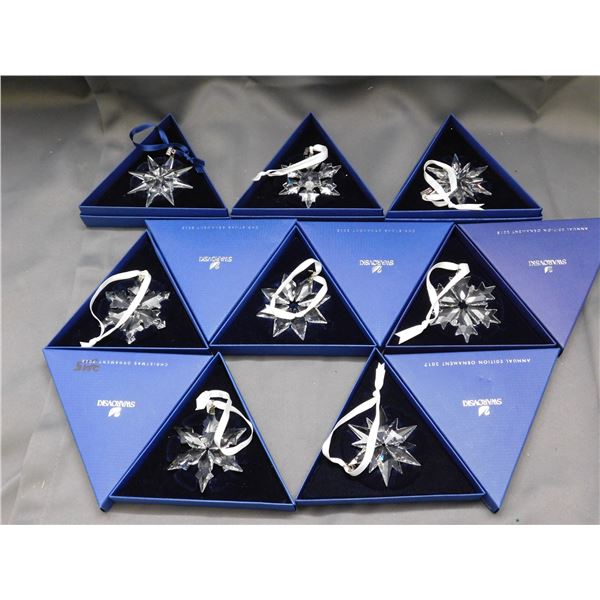 Lot of Swarovski Christmas Ornaments Annual Editions 2009-2013, 2015, 17, 18.